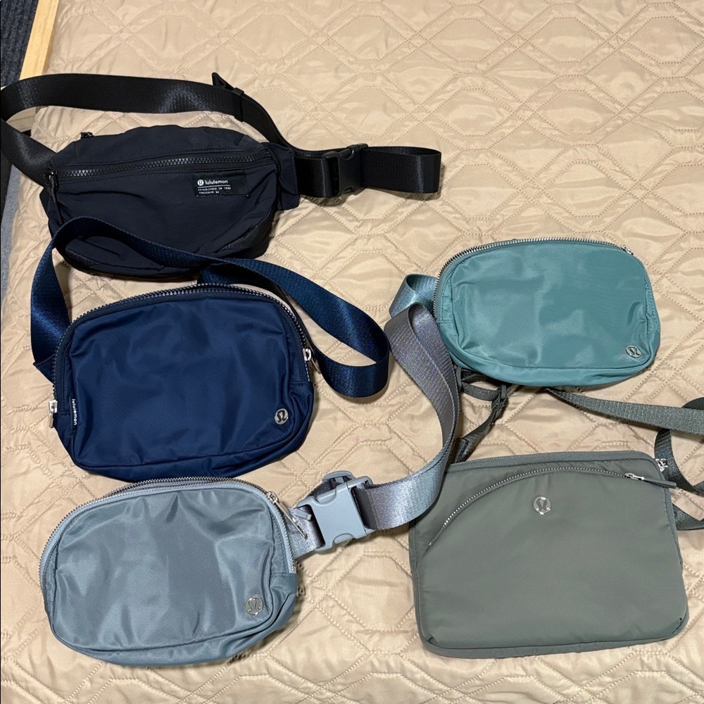Set of FIVE Crossbody Bags in Black, Blue, Teal, and Gray